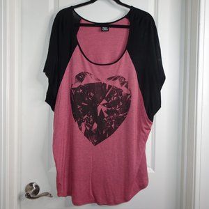 Nordstrom Bobeau Shattered Heart Two-tone Tshirt Blouse